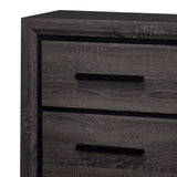 Benzara Wooden Nightstand with 2 Drawers and Finger Pull Handle,Gray and Black BM203137 Gray and black Wood and wood veneer BM203137