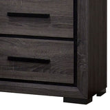 Benzara Wooden Nightstand with 2 Drawers and Finger Pull Handle,Gray and Black BM203137 Gray and black Wood and wood veneer BM203137