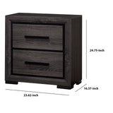 Benzara Wooden Nightstand with 2 Drawers and Finger Pull Handle,Gray and Black BM203137 Gray and black Wood and wood veneer BM203137