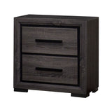 Benzara Wooden Nightstand with 2 Drawers and Finger Pull Handle,Gray and Black BM203137 Gray and black Wood and wood veneer BM203137