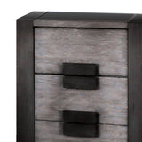 Benzara Transitional Wooden Nightstand with 3 Drawers Storage, Gray and Black BM203140 Gray and black Wood and wood veneer BM203140