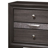 Benzara Wooden Nightstand with 2 Drawers and 1 Jewelry Drawer, Gray and Silver BM203164 Gray and silver Solid wood, wood veneer and metal BM203164