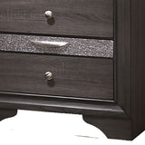 Benzara Wooden Nightstand with 2 Drawers and 1 Jewelry Drawer, Gray and Silver BM203164 Gray and silver Solid wood, wood veneer and metal BM203164