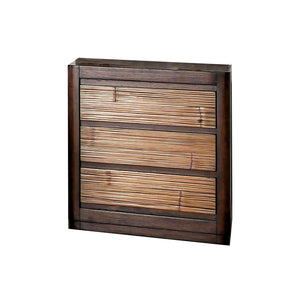 Benzara Transitional Style Wooden Nightstand with 3 Drawers, Brown BM203189 Brown Solid Wood and Bamboo Veneer BM203189