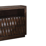 Benzara 2 Drawer Wooden Nightstand with Staggered Front Panel, Brown BM203192 Brown Wood and Wood Veneer BM203192