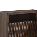 Benzara 2 Drawer Wooden Nightstand with Staggered Front Panel, Brown BM203192 Brown Wood and Wood Veneer BM203192