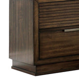 Benzara 2 Drawer Rustic Style Wooden Nightstand with Finger Pull Handle, Brown BM203203 Brown Wood and Wood Veneer BM203203