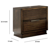 Benzara 2 Drawer Rustic Style Wooden Nightstand with Finger Pull Handle, Brown BM203203 Brown Wood and Wood Veneer BM203203