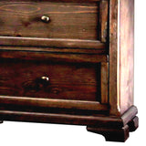 Benzara 2 Drawer Transitional Wooden Nightstand with Molded Trim , Brown BM203210 Brown Wood and Wood Veneer BM203210