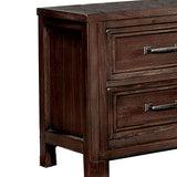 Benzara 2 Drawer Transitional Style Wooden Nightstand with Molded Trim, Brown BM203217 Brown Solid Wood and Wood Veneer BM203217