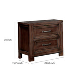 Benzara 2 Drawer Transitional Style Wooden Nightstand with Molded Trim, Brown BM203217 Brown Solid Wood and Wood Veneer BM203217