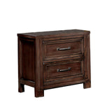 Benzara 2 Drawer Transitional Style Wooden Nightstand with Molded Trim, Brown BM203217 Brown Solid Wood and Wood Veneer BM203217