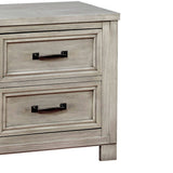 Benzara Transitional 2 Drawer Wooden Nightstand with Molded Trim,Antique white BM203220 White Solid Wood and Wood Veneer BM203220