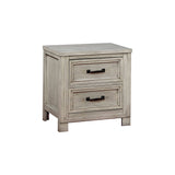 Transitional 2 Drawer Wooden Nightstand with Molded Trim,Antique white