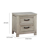 Benzara Transitional 2 Drawer Wooden Nightstand with Molded Trim,Antique white BM203220 White Solid Wood and Wood Veneer BM203220