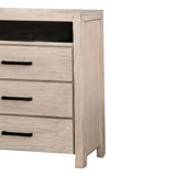 Benzara 3 Drawer Rustic Style Media Chest with Open Compartment, White BM203227 White Solid Wood and Wood Veneer BM203227