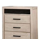 Benzara 3 Drawer Rustic Style Media Chest with Open Compartment, White BM203227 White Solid Wood and Wood Veneer BM203227