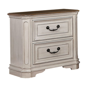 Benzara Transitional Wooden Nightstand with 2 Drawers and Bracket Legs, White BM203252 White Solid Wood and Wood Veneer BM203252