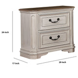 Benzara Transitional Wooden Nightstand with 2 Drawers and Bracket Legs, White BM203252 White Solid Wood and Wood Veneer BM203252