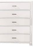 Benzara Modern Style Wooden Chest with 5 Drawers and Tapered Legs, White BM203278 White Solid Wood and Wood Veneer BM203278