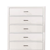 Benzara Modern Style Wooden Chest with 5 Drawers and Tapered Legs, White BM203278 White Solid Wood and Wood Veneer BM203278