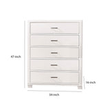 Benzara Modern Style Wooden Chest with 5 Drawers and Tapered Legs, White BM203278 White Solid Wood and Wood Veneer BM203278