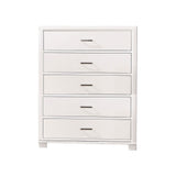 Benzara Modern Style Wooden Chest with 5 Drawers and Tapered Legs, White BM203278 White Solid Wood and Wood Veneer BM203278