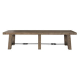 Benzara Handcrafted Reclaimed Wood Dining Bench with Grains, Distressed Gray BM203606 Gray Reclaimed Pinewood and Metal BM203606