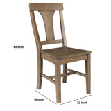 Benzara Reclaimed Wood Dining Chair with Fiddle Back, Set of 2,Distressed Gray BM203607 Gray Reclaimed Pinewood BM203607