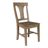 Benzara Reclaimed Wood Dining Chair with Fiddle Back, Set of 2,Distressed Gray BM203607 Gray Reclaimed Pinewood BM203607