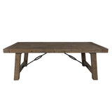 Benzara Handcrafted Reclaimed Wood Coffee Table with Grains, Weathered Gray BM203609 Gray Reclaimed Pinewood and Metal BM203609