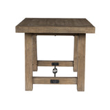 Benzara Handcrafted Reclaimed Wood End Table with Grains, Weathered Gray BM203610 Gray Reclaimed Pinewood and Metal BM203610