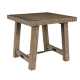 Benzara Handcrafted Reclaimed Wood End Table with Grains, Weathered Gray BM203610 Gray Reclaimed Pinewood and Metal BM203610