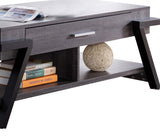 Benzara Wooden Coffee Table with Angled Leg Support and Drawer, Black and Gray BM204133 Black and Gray MDF, Metal and Wood BM204133