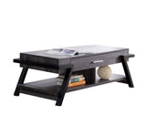 Benzara Wooden Coffee Table with Angled Leg Support and Drawer, Black and Gray BM204133 Black and Gray MDF, Metal and Wood BM204133