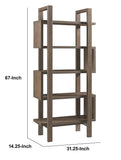 Benzara 5 Shelf Open Design Wooden Bookcase with Zig Zag Design, Brown BM204137 Brown MDF and Wood BM204137