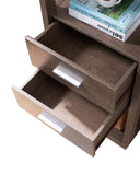 Benzara Transitional Wooden Pier with 4 Open Shelves and 2 Drawers, Brown BM204138 Brown MDF, Metal and Wood BM204138