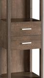 Benzara Transitional Wooden Pier with 4 Open Shelves and 2 Drawers, Brown BM204138 Brown MDF, Metal and Wood BM204138