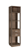 Benzara Transitional Wooden Pier with 4 Open Shelves and 2 Drawers, Brown BM204138 Brown MDF, Metal and Wood BM204138