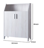 Benzara 2 Door Wooden Shoe Cabinet with Top Shelf Storage, White BM204140 White MDF, Metal and Wood BM204140