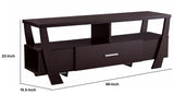 Benzara Modern Style TV Stand with 2 Open Shelves and 2 Side Shelves, Brown BM204142 Brown MDF, Metal and Wood BM204142