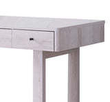 Benzara 3 Drawer Rectangular Wooden Desk with Block Leg Support, White BM204149 White MDF, Wood and Metal BM204149