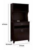 Benzara Wooden 2 Door Bakers Cabinet with 3 Open Shelves and 1 Drawer, Brown BM204153 Brown MDF, Wood and Metal BM204153