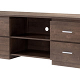 Benzara Transitional Wooden TV Stand with 2 Open Shelves and 4 Drawers, Brown BM204156 Brown MDF, Wood and Metal BM204156