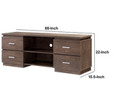 Benzara Transitional Wooden TV Stand with 2 Open Shelves and 4 Drawers, Brown BM204156 Brown MDF, Wood and Metal BM204156