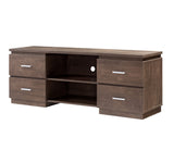 Benzara Transitional Wooden TV Stand with 2 Open Shelves and 4 Drawers, Brown BM204156 Brown MDF, Wood and Metal BM204156