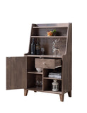 Benzara Wooden 1 Door Bakers Cabinet with 2 Top Shelves and 1 Drawer, Brown BM204158 Brown MDF, Wood and Metal BM204158