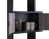 Benzara Wooden Bookcase with 4 Doors and 6 Shelves, Black and Distressed Gray BM204164 Black and Gray MDF, Wood and Metal BM204164