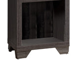 Benzara Wooden Media Tower with 2 Drawers and 3 Shelves, Distressed Gray BM204169 Gray MDF, Wood and Metal BM204169