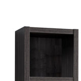 Benzara Wooden Media Tower with 2 Drawers and 3 Shelves, Distressed Gray BM204169 Gray MDF, Wood and Metal BM204169